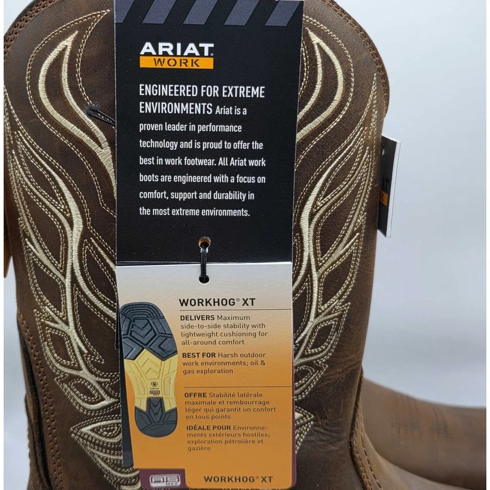 Ariat WorkHog XT Phoenix Carbon Toe Pull On Work Boots Men's 12 EE Brown NWT